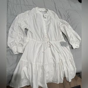 ASTR the Label Ruched Shirt Dress in White